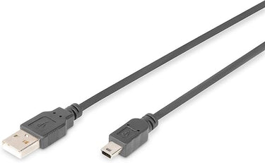 Cable Digitus de conexión USB 2.0 A macho a mini B macho, longitud de 1 m, negro